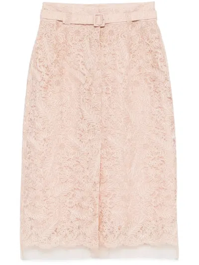 Ermanno Scervino Floral-lace Pencil Skirt In Neutrals