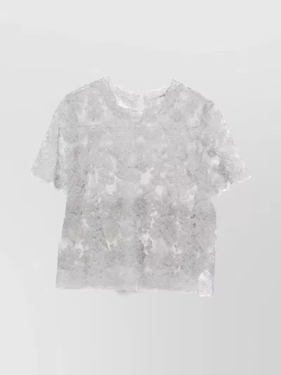 ERMANNO SCERVINO FLORAL LACE ROUND NECK SHEER TOP