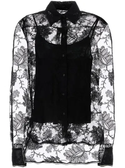 Ermanno Scervino Floral-lace Shirt In Nero