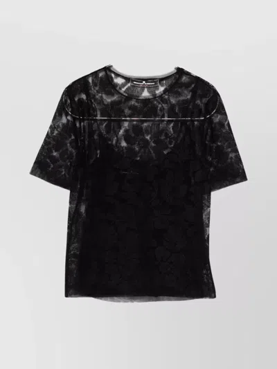 Ermanno Scervino Floral Lace Short Sleeve Top In Black
