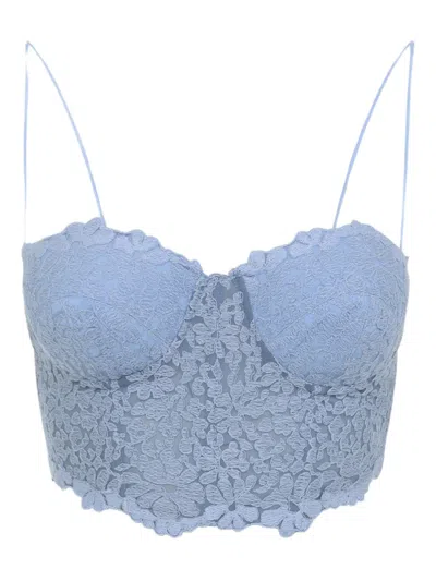 Ermanno Scervino Lace Bustier Top Sweetheart Neckline Straps In Blue