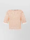 Ermanno Scervino Delicate Lace-overlay Top With Tulle Inserts And Rear Button Fastening
