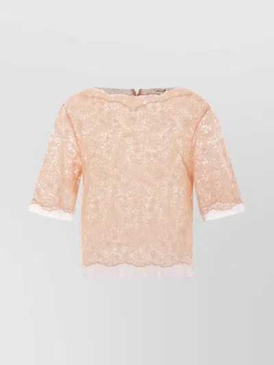Ermanno Scervino Floral Lace Sleeveless Top With Keyhole Back In Pink
