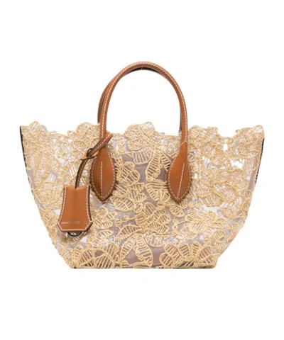 Ermanno Scervino Floral-lace Tote Bag In Brown