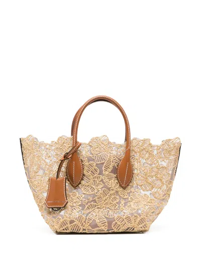 Ermanno Scervino Floral-lace Tote Bag In Purple