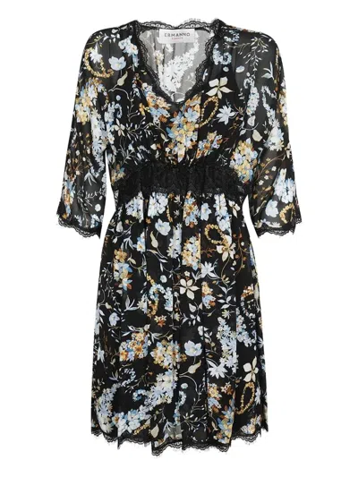 ERMANNO SCERVINO FLORAL LACE-TRIMMED MINI DRESS