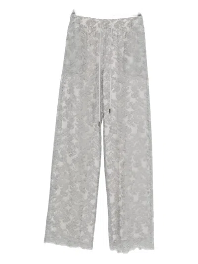 Ermanno Scervino Floral-lace Trousers In Gray