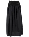 Ermanno Scervino Floral Lace Waistband Flowing Black Cotton Maxi Skirt In Black