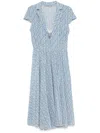 Ermanno Scervino Floral Print Wrap Midi Dress In Blue