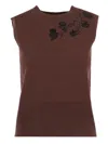 Ermanno Scervino Floral-motif Sequinned Vest In Brown