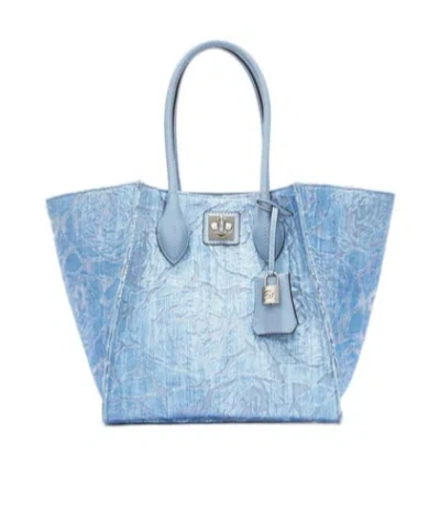 Ermanno Scervino Floral-patterned Devore Denim Medium Maggie