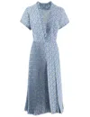 Ermanno Scervino Floral Pleated Midi Dress With Deep V-neckline