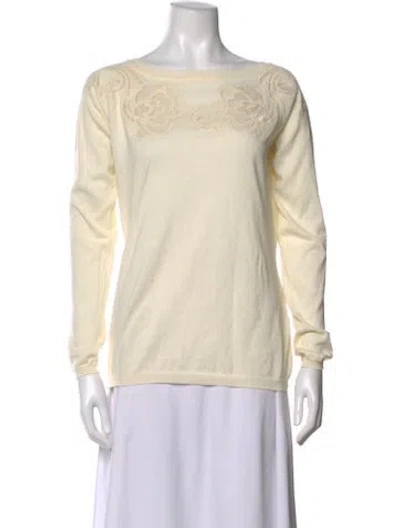 Pre-owned Ermanno Scervino Floral Print Bateau Neckline Top In Neutrals