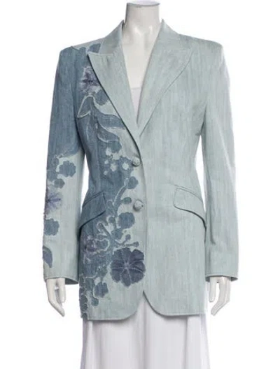 Pre-owned Ermanno Scervino Floral Print Blazer In Blue