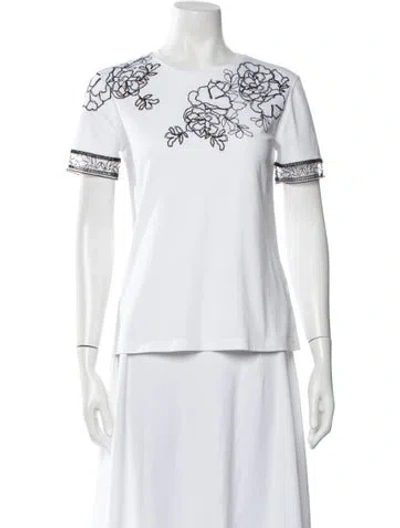 Pre-owned Ermanno Scervino Floral Print Crew Neck T-shirt In White