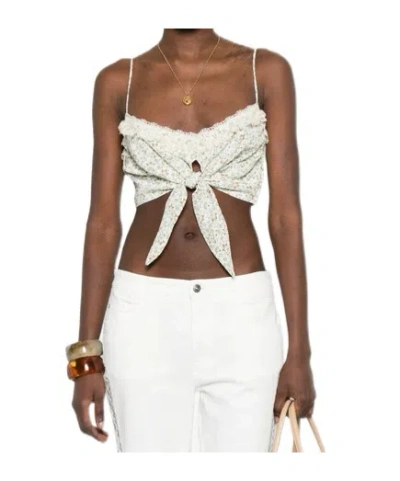 Ermanno Scervino Floral Print Cropped Top In White