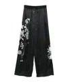 Ermanno Scervino Wide-leg Silk Pants With Floral Embroidery In Black