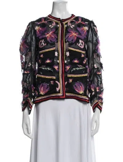 Pre-owned Ermanno Scervino Floral Print Jacket In Black