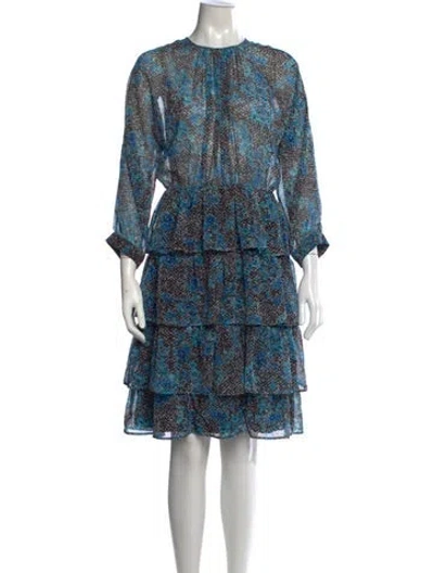 Pre-owned Ermanno Scervino Floral Print Knee-length Dress In Blue