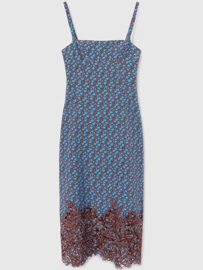 Ermanno Scervino Floral-print Midi Dress In Blue