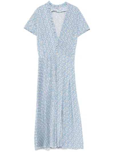 Ermanno Scervino Floral Print Wrap Midi Dress In Blue