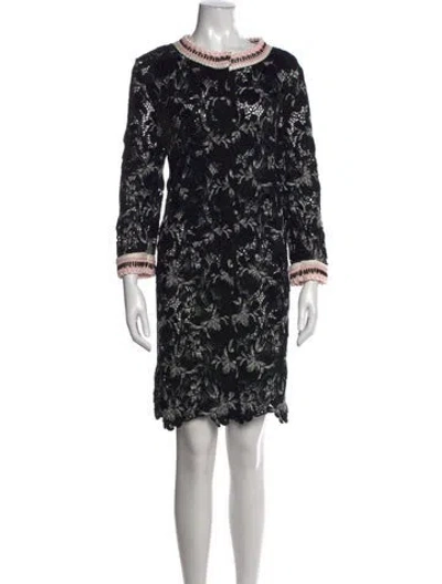 Pre-owned Ermanno Scervino Floral Print Mini Dress In Black