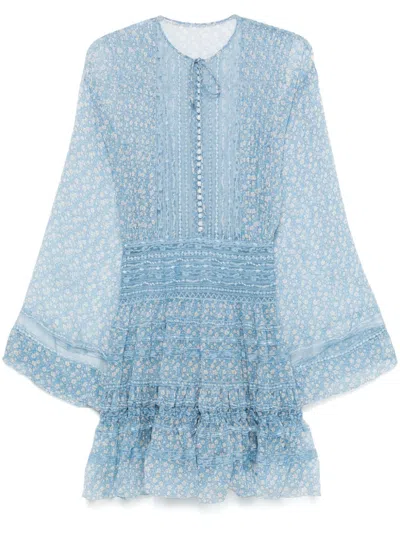 Ermanno Scervino Floral-print Mini Dress In Blue