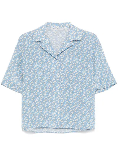 Ermanno Scervino Floral-print Shirt In Blue