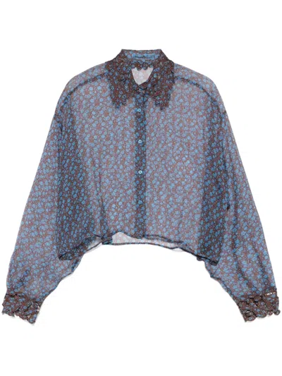 Ermanno Scervino Floral-print Shirt In Blue