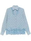 Ermanno Scervino Floral-print Shirt In Blue