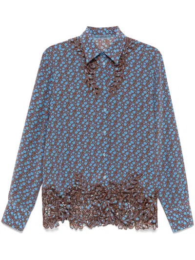 Ermanno Scervino Floral-print Shirt In Gray