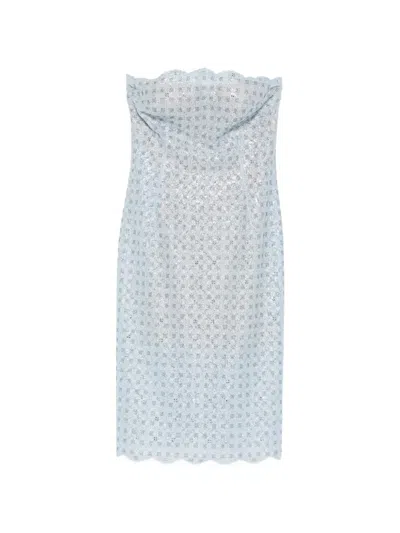 Ermanno Scervino Floral Strapless Midi Dress In Blue