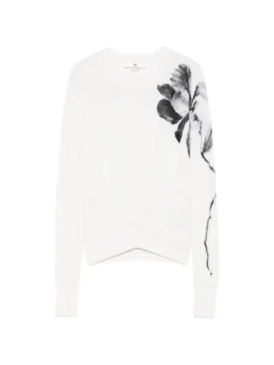 Ermanno Scervino Floral-embellishment Cardigan In White