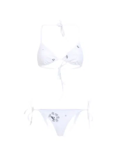 Ermanno Scervino Floral-embroidered Bikini In White