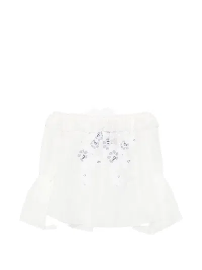 Ermanno Scervino Floral-embroidered Blouse In White