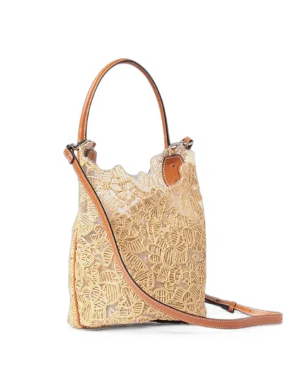 Ermanno Scervino Floral-embroidered Mesh Tote Bag In Neutral