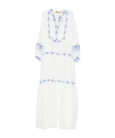 Ermanno Scervino Floral-embroidered Tiered Maxi Beach Dress In White