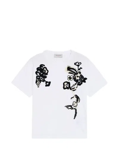 Ermanno Scervino Floral-embroidered T-shirt In White