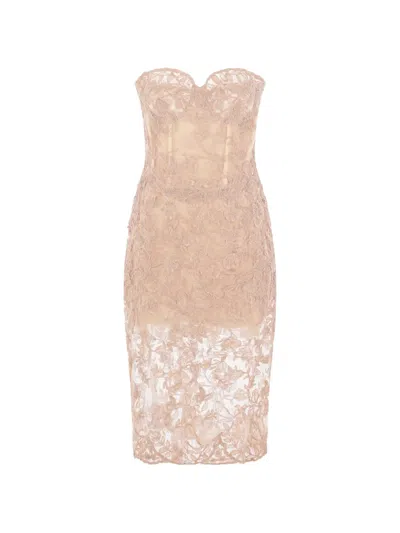 Ermanno Scervino Floral-lace Bustier Midi Dress In Multi