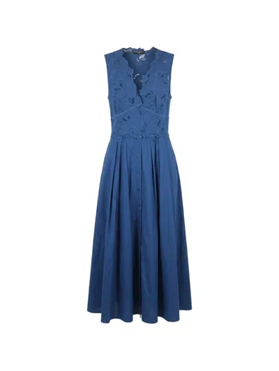 Ermanno Scervino Floral-lace Midi Dress In Blue