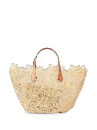 Ermanno Scervino Floral-lace Tote Bag In Neutral