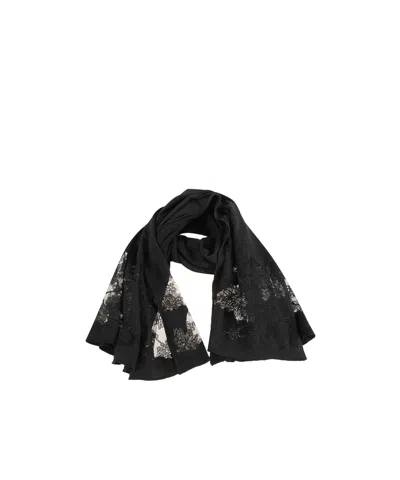 Ermanno Scervino Flower Scarf In Black