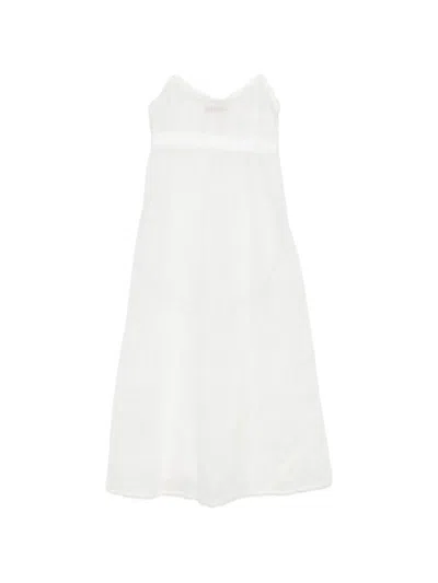 Ermanno Scervino Flower-embroidered Midi Dress In White