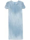 Ermanno Scervino Flowing Gradient Dress With Lace Detailing In Blue