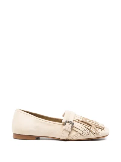 Ermanno Scervino Fringe Buckle Loafers In Neutral