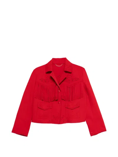 Ermanno Scervino Fringe Laser-cut Jacket In Red