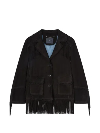 Ermanno Scervino Fringe Patch-pocket Jacket In Black