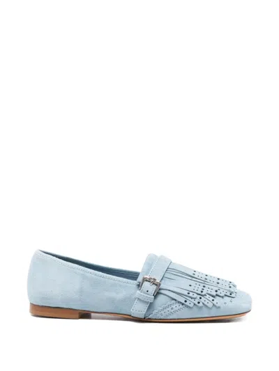Ermanno Scervino Fringed Buckle Loafers In Blue