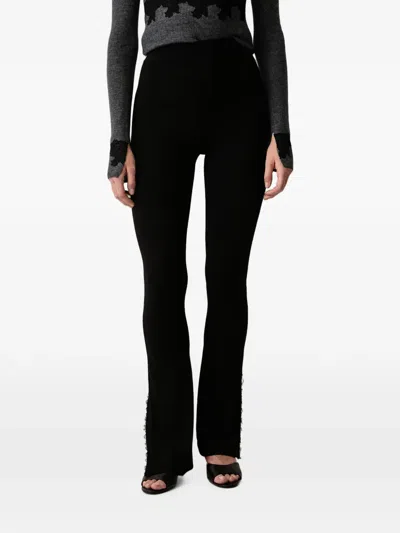 Ermanno Scervino Fringed-trim Flared Leggings In Black