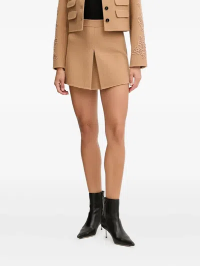 Ermanno Scervino Front-slit Mini Skirt In Brown